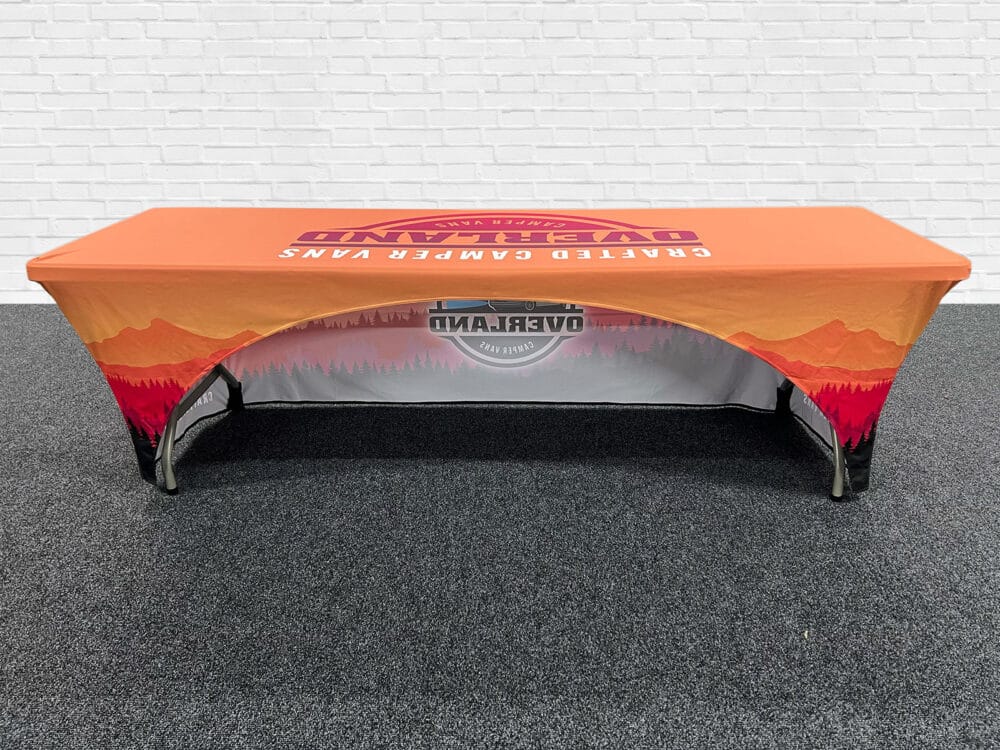 8 foot stretch custom tablecloth back