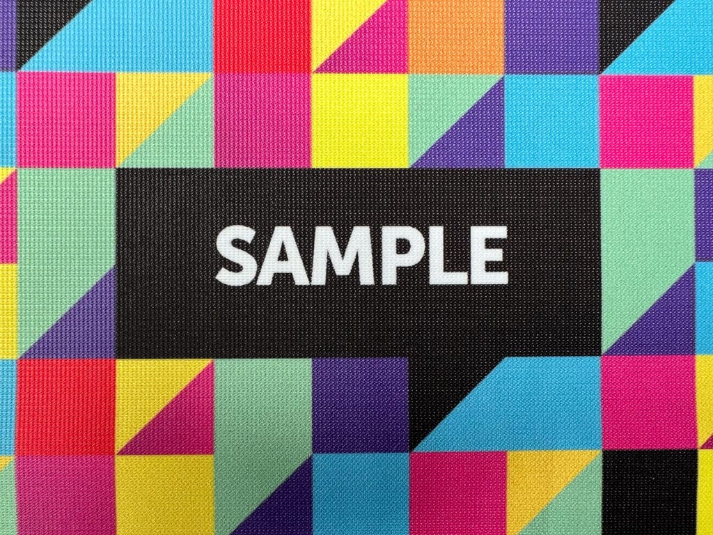 Print Sample onto Polyester Black Back Fabric