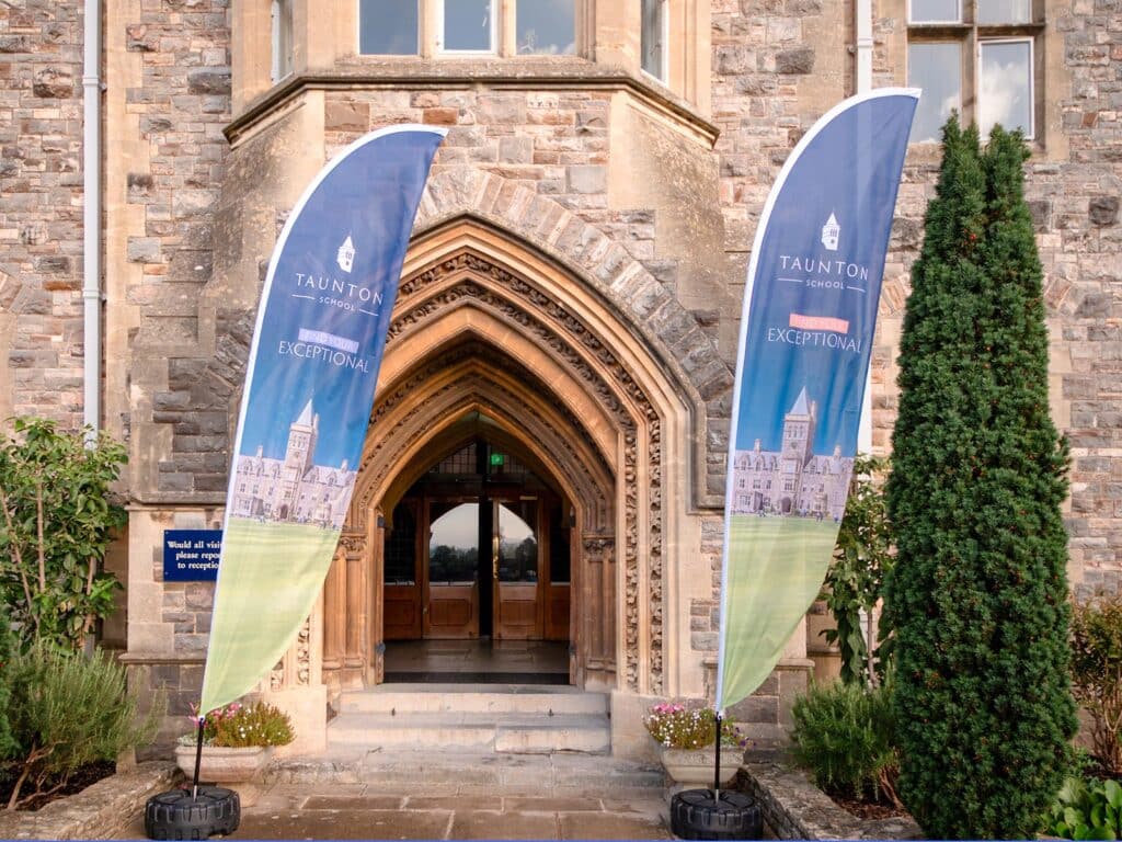 Printed feather flags for education