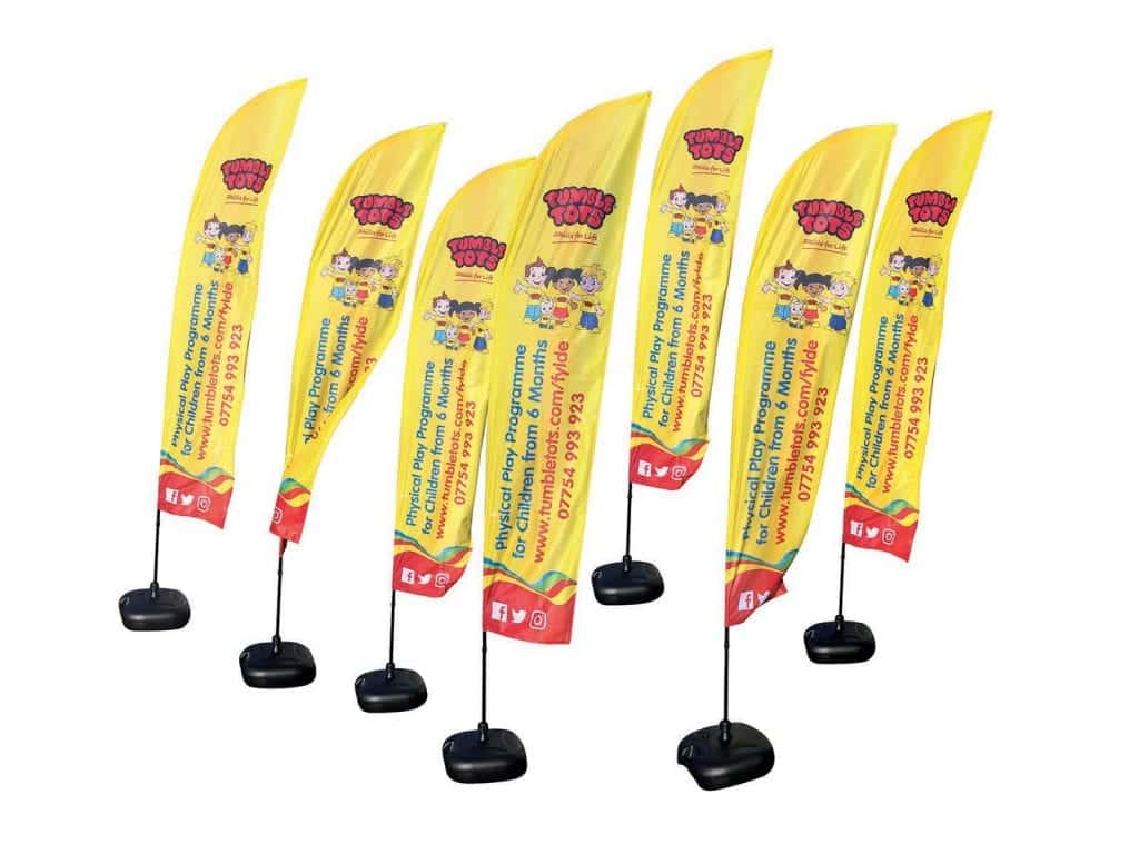 Feather Flags custom printed, choice of size, shape and base. From £52