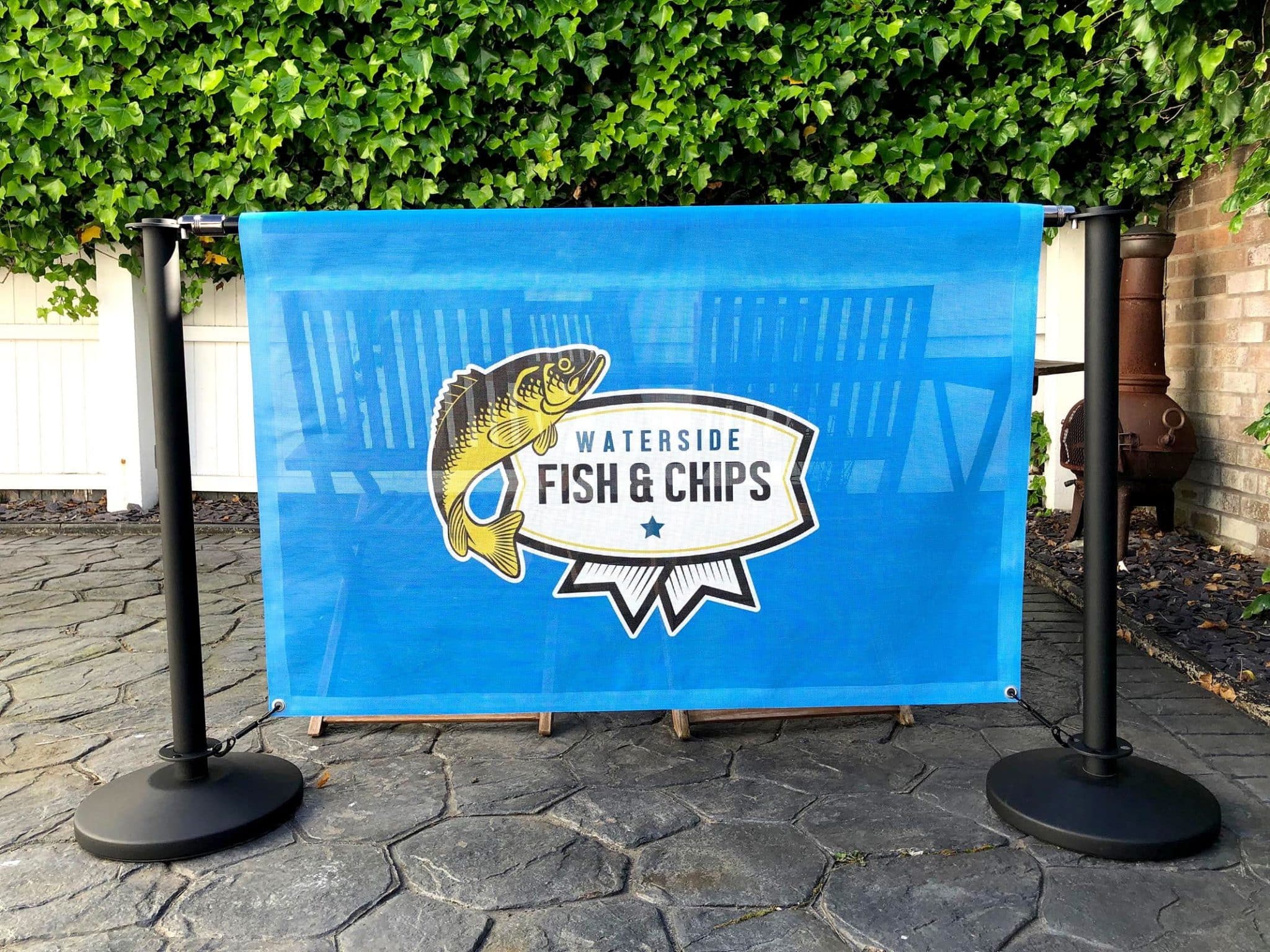 Cafe Barriers with Custom printed Banners PVC or Mesh printed banners 