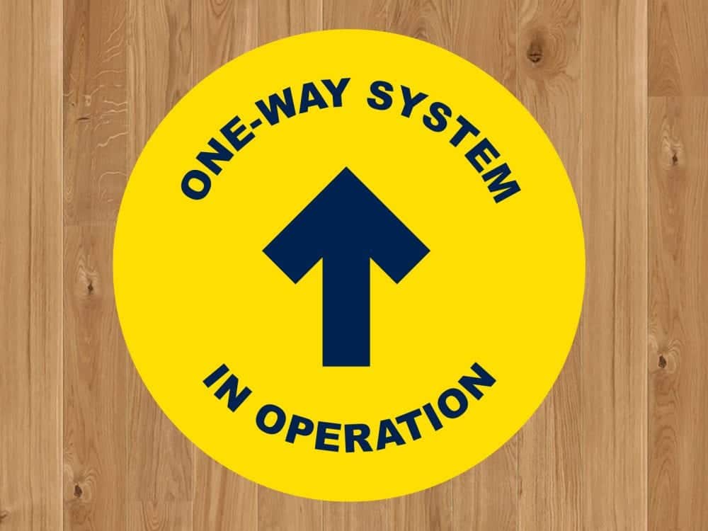 One way system floor decals