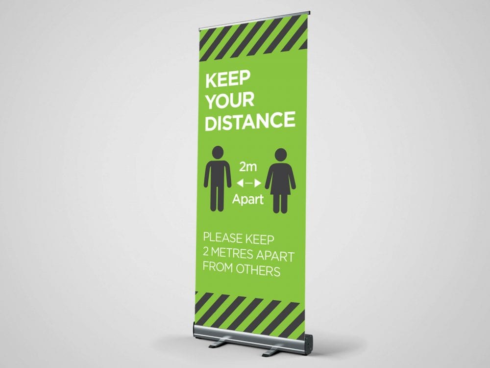 Keep Your Distance Green Roller Banner