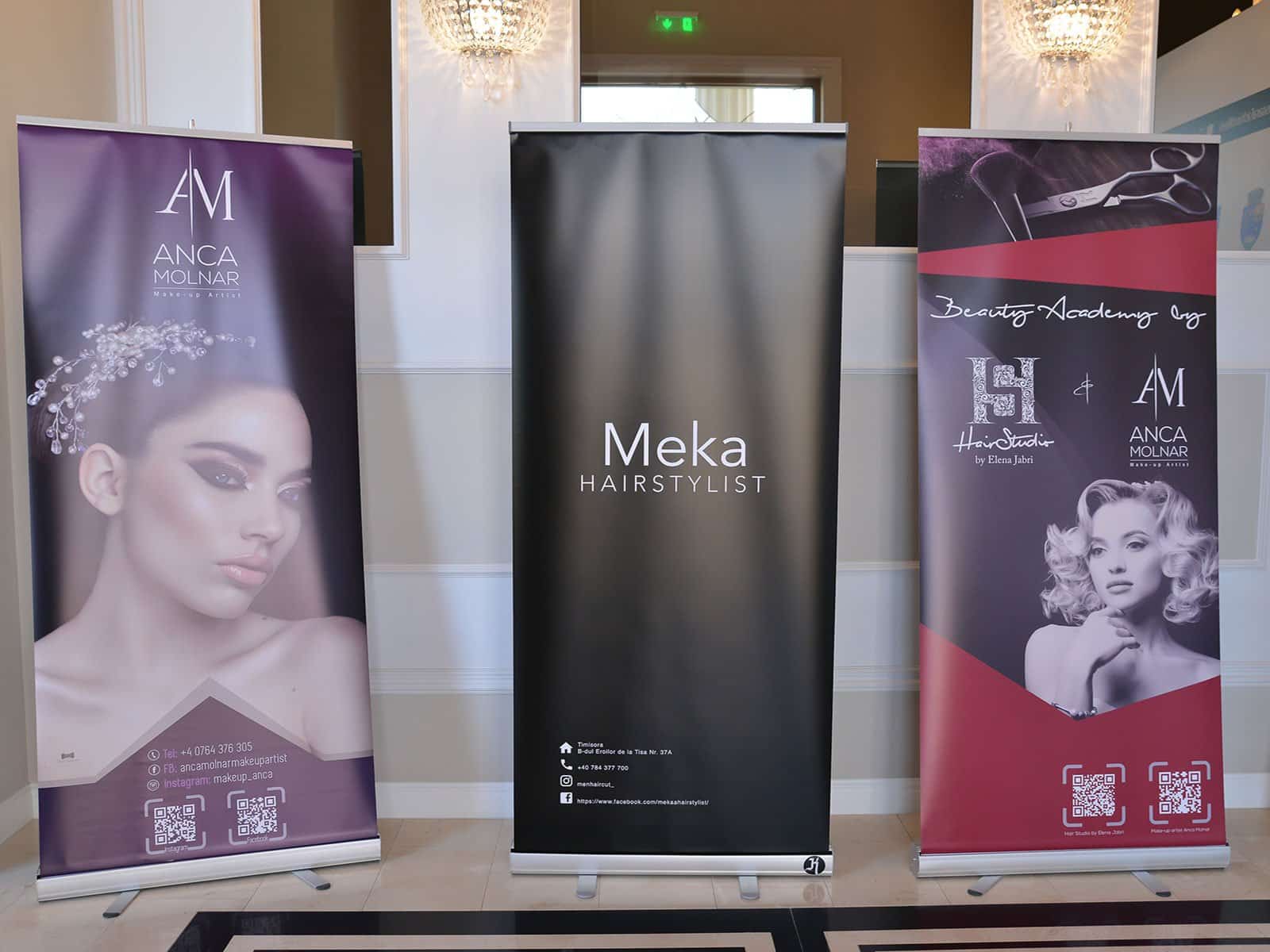 CLEAR Roller Banner Pop Up Display Stand 850mm x 2000mm Hairdressers Office
