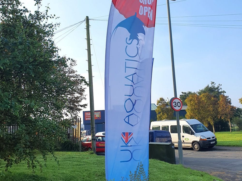 Large printed feather flag